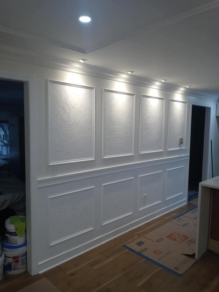 Wainscoting and paneled wall in a finished room